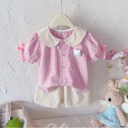POP STREET KIDS Girls Checked Shirt With Shorts-picture-42
