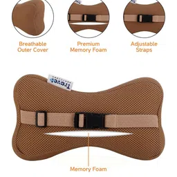 Travel Blue Beige Memory Foam Filled Faux Velvet Ultra Soft Travel Pillow image 5