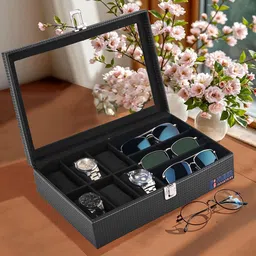 Kuber Industries Black 6+3 Slots Wrist Watch Organizer Box-picture-34