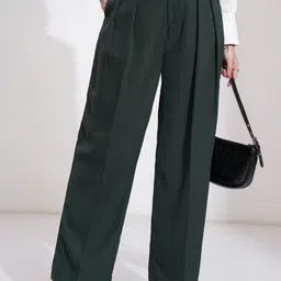 CLOTHINK INDIA Women Relaxed Fit Wide LegTrousers-image-7