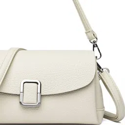 StyleCast Off White Solid One Handle PU Sling Bag Wit Detachable Sling Strap image 3
