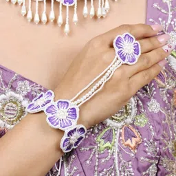 Sangria Set of 2 Beaded Haatphool Ring Bracelet-picture-23