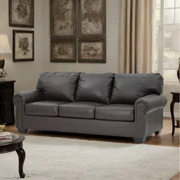 Royaloak Boston American Signature Brown Leather 3 Seater Sofa-image-43