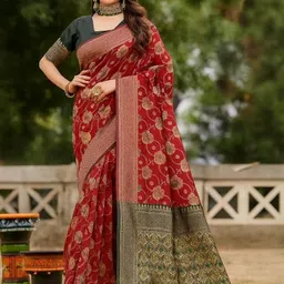 Moda Rapido Maroon Woven Design Silk Cotton Kanjeevaram Sarees-image-62