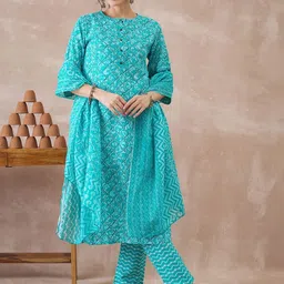 Indo Era Women Printed Regular Pure Cotton Kurta with Trousers & With Dupatta image 3