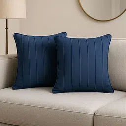 Attica Tracery Blue 2 Pieces Self Design Duck Cotton Square Cushion Covers image 4