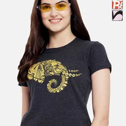 Dreambe Women Pack of 3 Graphic Printed Round Neck Cotton T-shirts-picture-38