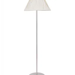 Devansh Off White & Grey Cotton Abstract Shade Steel Base Floor Lamps image 5