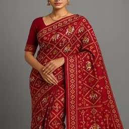 yashvi fab Ethnic Motifs Pure Cotton Handloom Block Print Saree-picture-11