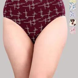 Soie Pack Of 6 Assorted High Waist Full Coverage Printed Cotton Briefs-picture-16