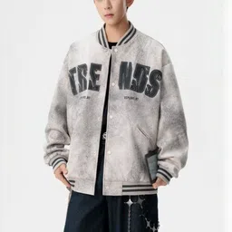 HERE&NOW Men Stand Collar Typography Printed Bomber Jacket-picture-29