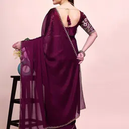 K 5 Fashion Embroidered Pure Chiffon Saree image 4