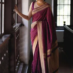 Vastravatika Ethnic Motifs Woven Design Kanjeevara Saree With Blouse Piece-picture-41