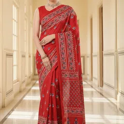 Anouk Rustic Ethnic Motifs Silk Blend Designer Dabu Saree-image-69