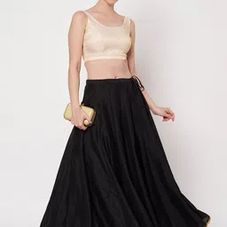 studio rasa Striped Round Neck Saree Blouse image 3