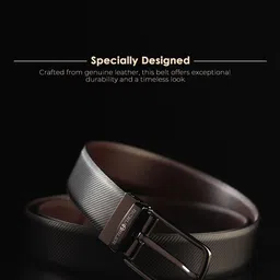 JND Men Textured Leather Reversible Belt image 5