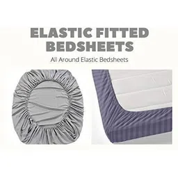 Star Weaves Green & Peach Printed Cotton 300 TC Fitted King Bedsheet Set 1.82 m x 1.98 m image 3