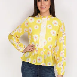 CORSICA Floral Print Ruffles Georgette Peplum Top-picture-16