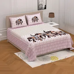 MILAAV Pink 144 TC Bedsheet with 2 Pillow Covers-picture-11