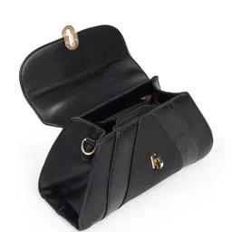 Diva Dale Women Solid Structured Buckle Detail Satchel Bag image 3