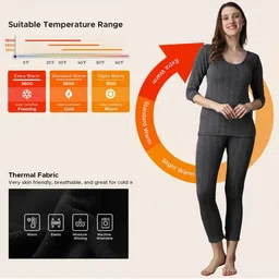 TRENDY RABBIT Women Striped Thermal Set image 5