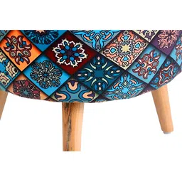 Shadowkart Blue & Brown Printed Wooden Pouffes Ottoman image 2