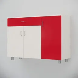 SPECIALITY PANELS White & Red 3-Door Engineered Wood Cabinet image 3