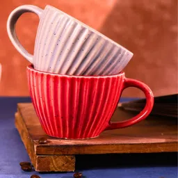 WEAVING HOMES Red & Purple Textured Ceramic Glossy Cups Set of Cups and Mugs image 2