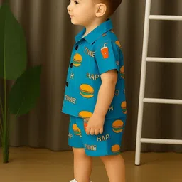 SW SWAGHOSH Boys Pack of 2 Pieces Viscose Rayon Printed Shirt with Shorts image 3