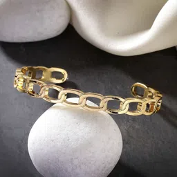 The Roadster Lifestyle Co Men Gold-Plated Cuff Bracelet-image-94