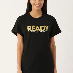 Esplendido Typography Printed Round Neck Drop-Shoulder Sleeves Oversized Cotton T-shirt-picture-23