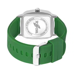 Rocsil Men Brass Embellished Dial & Bracelet Style Straps Analogue Watch Choras Green Silicon image 2