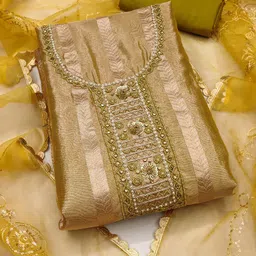 ASISA Floral Woven Design Beads and Stones Organza Unstitched Dress Material-image-62