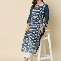 VredeVogel Women Ethnic Motifs Embroidered Thread Work Georgette Kurta image 5