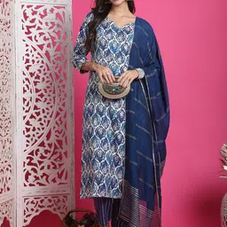 Roly Poly Women Floral Printed Regular Kurta with Trousers & With Dupatta-image-96