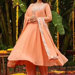 KALINI Women Embroidered Panelled Thread Work Kurta with Palazzos & With Dupatta-picture-53