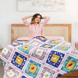 Aura Pink & White Floral Microfiber AC Room 300 GSM Double Bed Comforter-picture-28