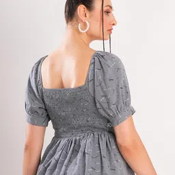 clobug Women Abstract Printed Square Neck Peplum Top image 2