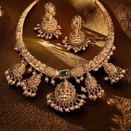 MANSIYAORANGE 24K Gold-Plated Stone-Studded & Beaded Jewellery Set-image-10