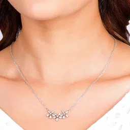 GIVA Floral Enchantment 925 Sterling Silver Rhodium-Plated CZ Studded Chain image 3