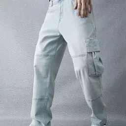 VOLTEDGE Men Wide Leg Highly Distressed Heavy Fade Stretchable Jeans image 2