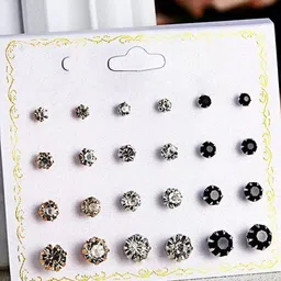 Shivarth Set Of 12 Artificial Stones Studded Circular Studs-picture-11