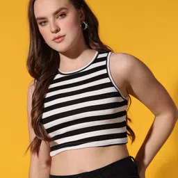 Istyle Can Women Striped Crop Top-image-39