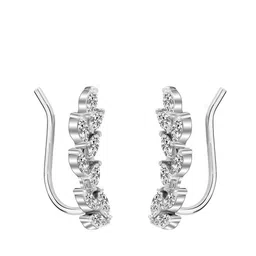 LeCalla 925 Sterling Silver-Plated Artificial Stones Studded Leaf Shaped Studs image 3