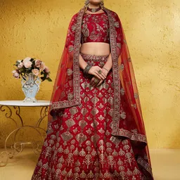 Zeel Clothing Embroidered Sequinned Silk Lehenga & Unstitched Blouse With Dupatta-image-38