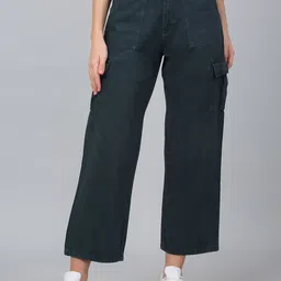 Cantabil Women Mid Rise Loose Fit Cargos Trousers-picture-22