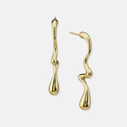ATIBELLE Gold-Plated Wavy Shaped Textured Minimal Drop Earrings image 3