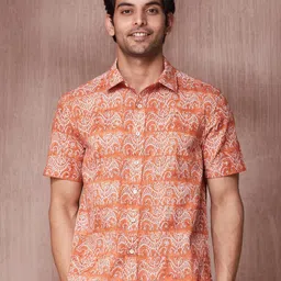 Fabindia Men Spread Collar Ethnic Motifs Printed Cotton Casual Shirt-picture-13
