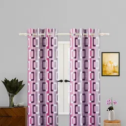 Aura Pink & Purple 2 Pieces Geometric Long Door Curtains-image-91