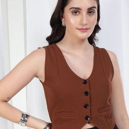 TANDUL Woven V Neck Waistcoat-picture-5